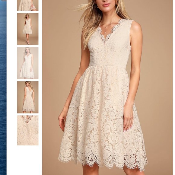 Lulu's Love Swept Blush Lace Midi Skater Dress - Picture 2 of 13